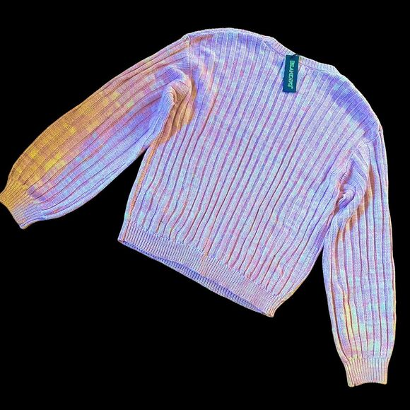 NEW BlankNyc M Heather Ribbed Crewneck Lilac Mist Pink Oversize Balloon Sleeves - Picture 5 of 6